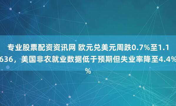 专业股票配资资讯网 欧元兑美元周跌0.7%至1.1636，美国非农就业数据低于预期但失业率降至4.4%